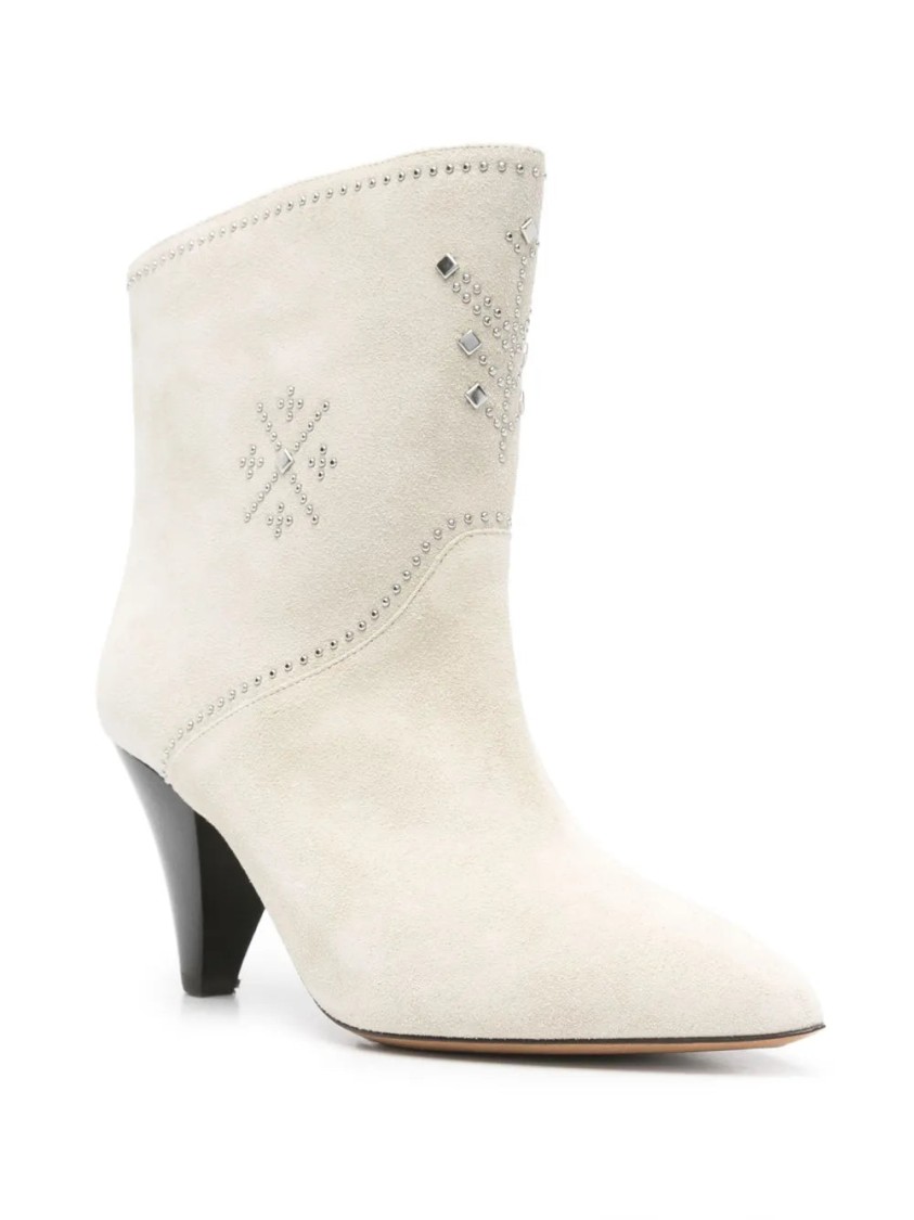 Shop Isabel Marant Ecru 75mm Loline Boots In White