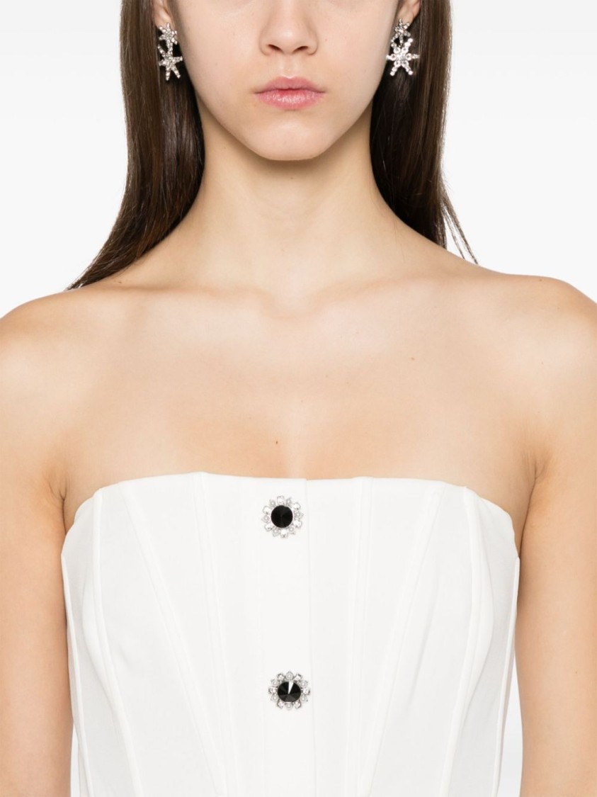 Self-portrait Strapless Belted Embellished Stretch-crepe Jumpsuit In White