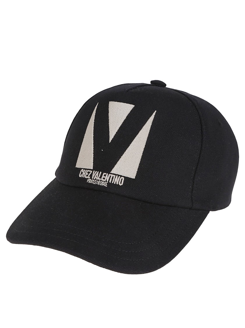 Valentino Garavani Black Baseball Cap With Butter Logo In Adjustable Cotton Women In Black
