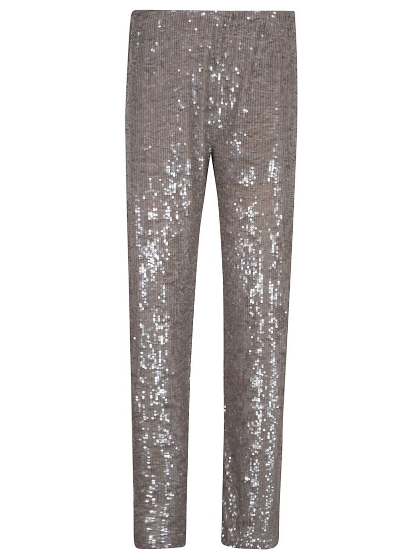 P.a.r.o.s.h Parosh Straight-leg Pants Adorned With Shimmering Sequins In Grey
