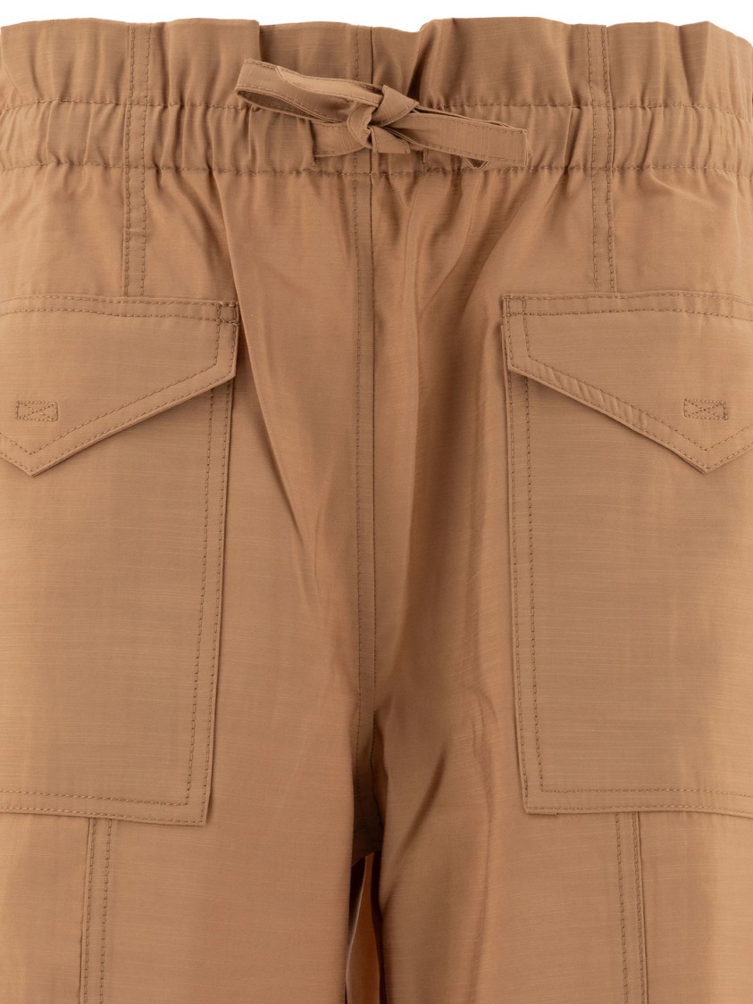 Ganni Light Slub High Waist Pocket Pants In Brown
