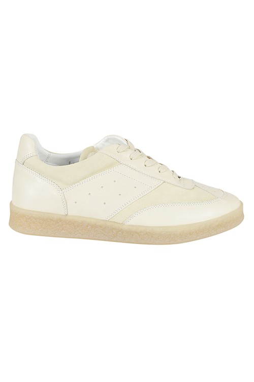 スニーカー Sneakers - Mm6 Maison Margiela - White - Leather MAISON MARGIELA MM6 Shoes White Leather Lace Up Sneakers