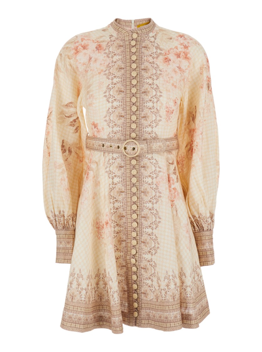 Shop Zimmermann Illuminate' Beige Mini Dress