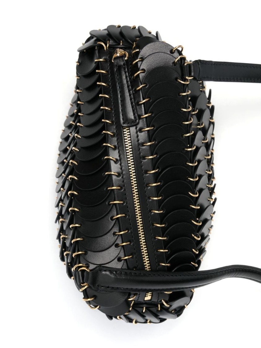 Rabanne Disco-inspired Black Calf Leather Shoulder Bag In Black