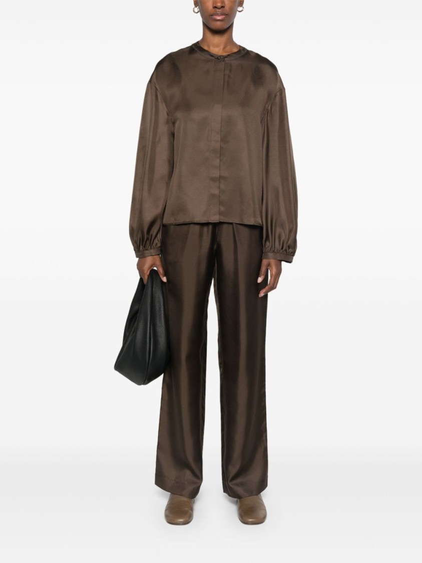Loulou Studio Alera Straight-leg Trousers In Brown