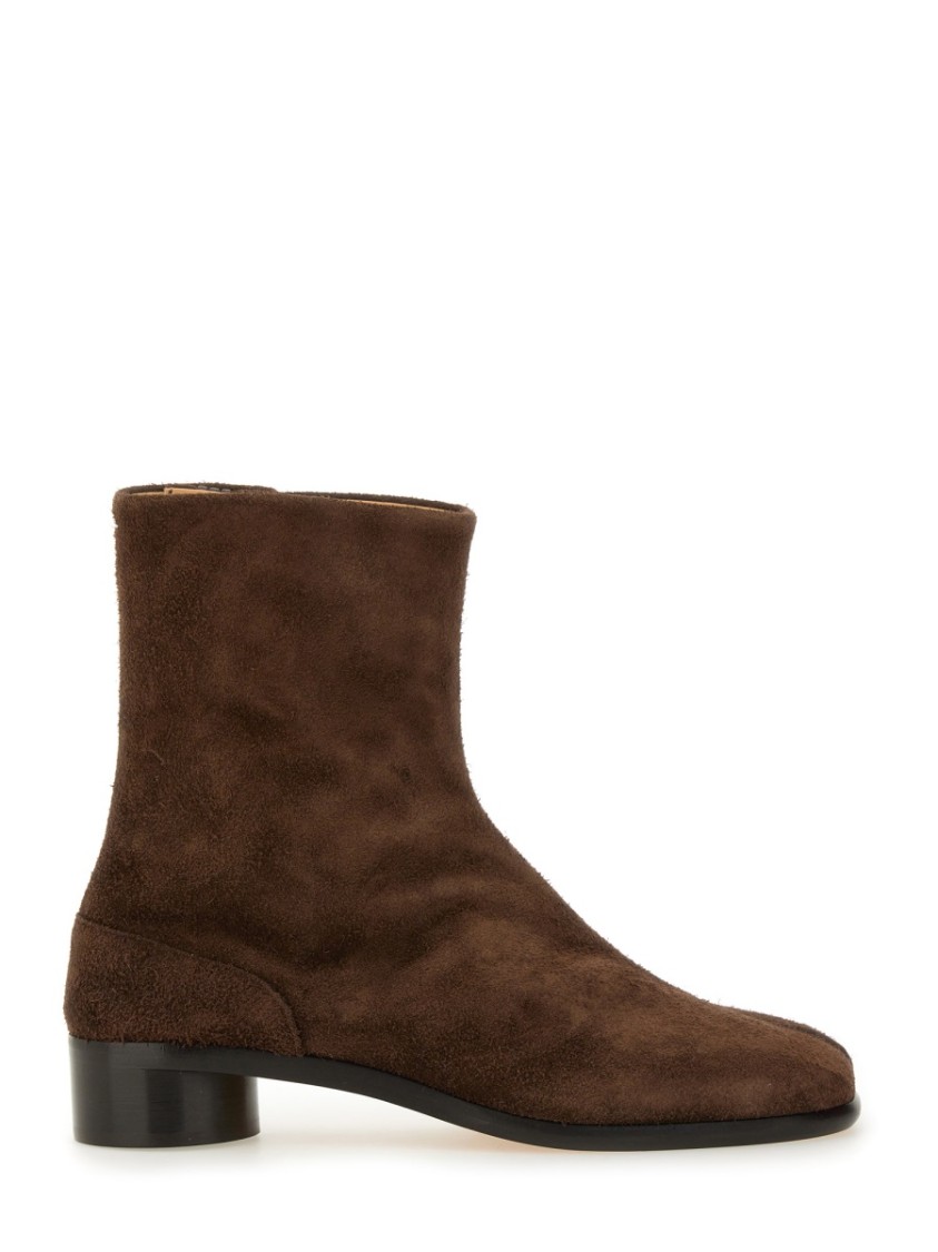 Maison Margiela Leather Tabi Ankle Boots 30 In Black