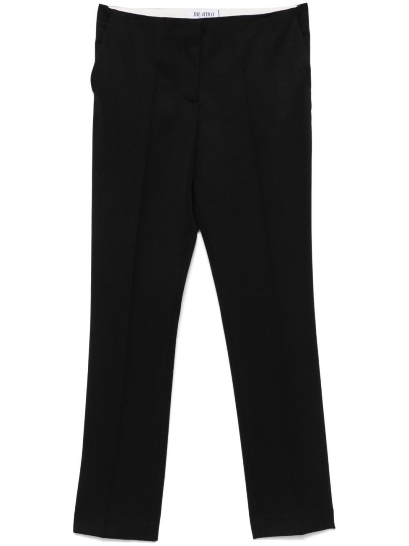 Attico Tailored Black Pants With Subtle Pleats In Black