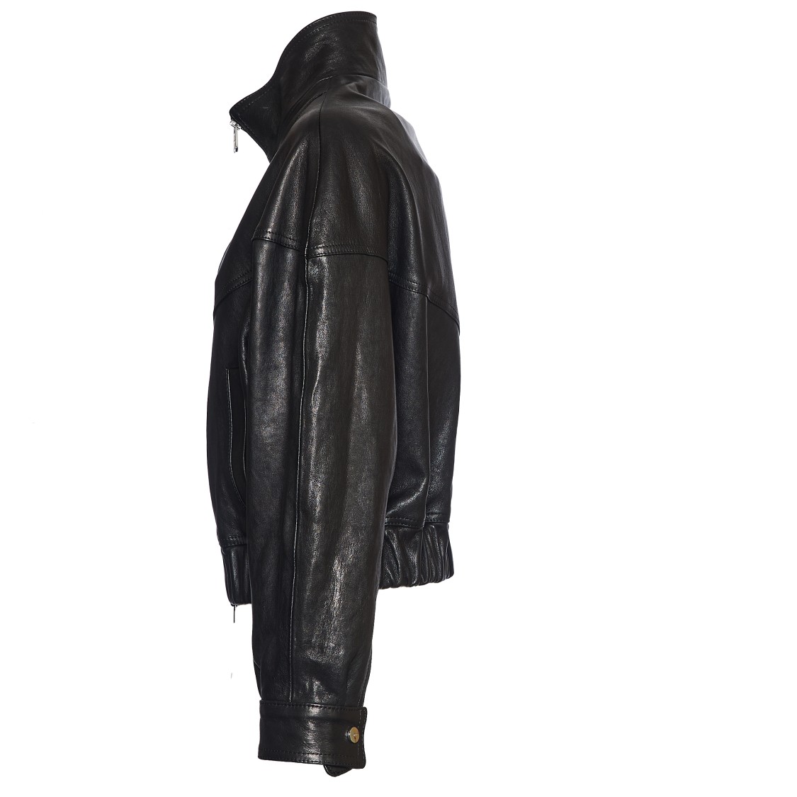 DONDUP DONDUP CROPPED BLACK BOMBER JACKET
