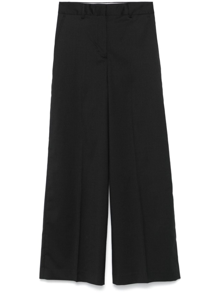 Shop Officine Generale Black/ecru Wool Trousers
