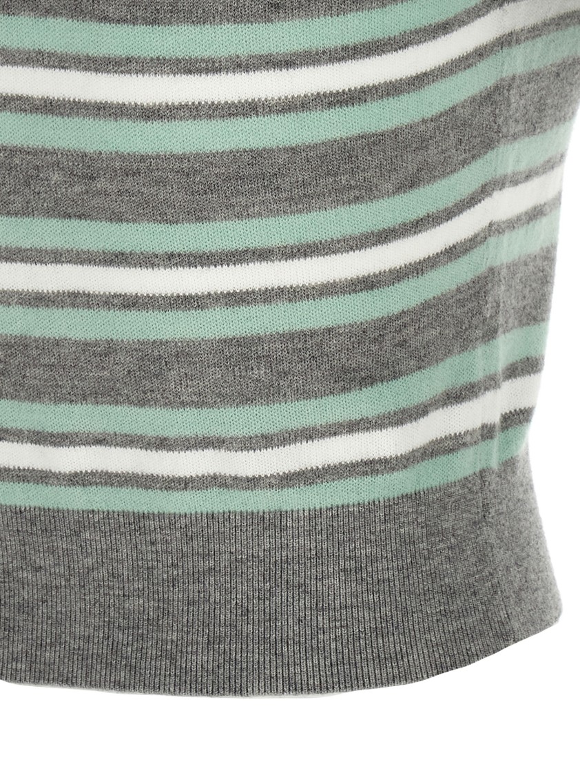 Tシャツ・カットソー SELF PORTRAIT 'Grey Striped Crystal Trim Knit' sweater Self-Portrait Grey Striped Crystal Trim Knit' Sweater