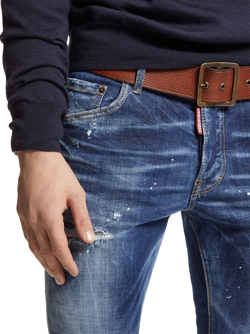 Dsquared2 Slim Fit Distressed Blue Skater Jeans In Blue