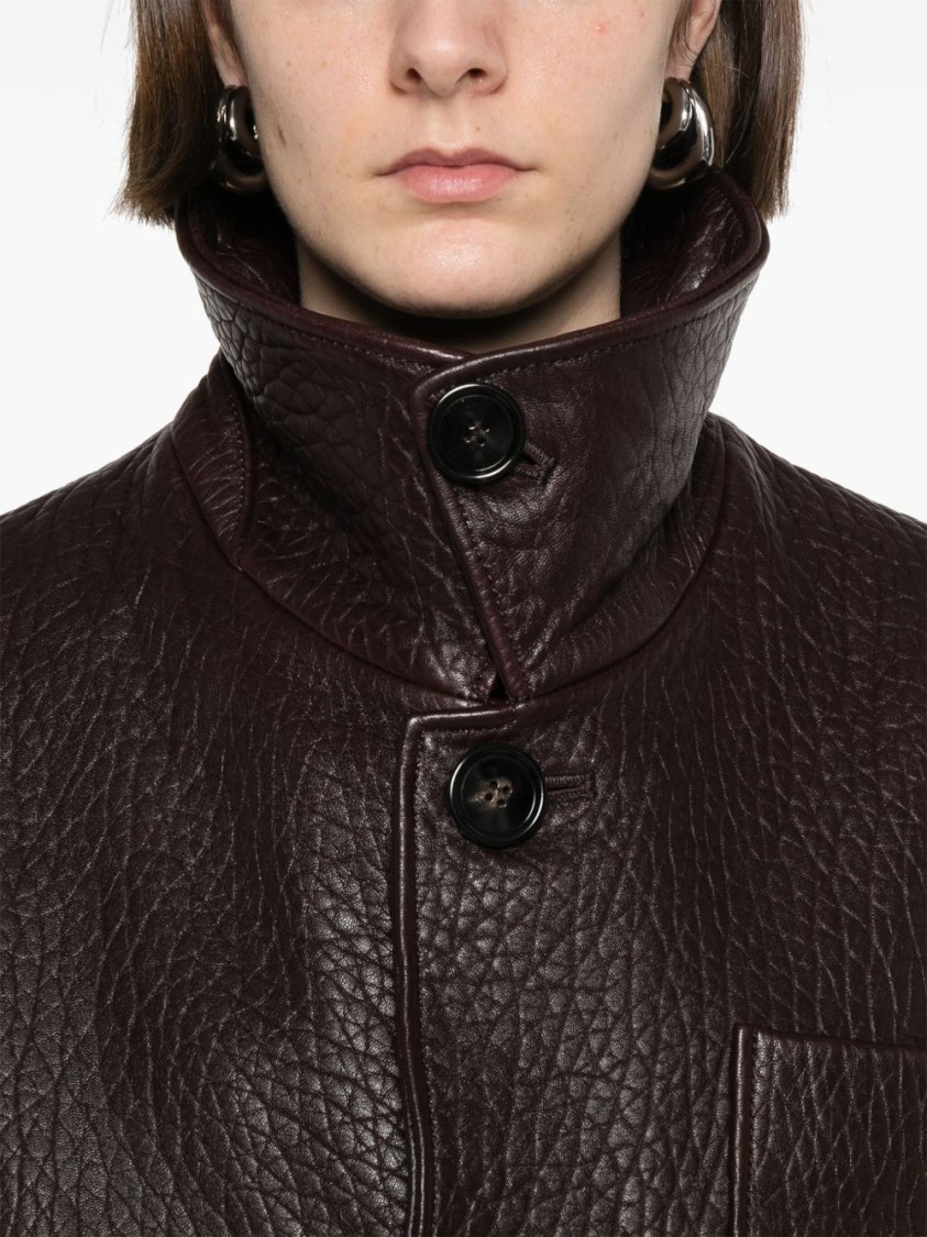 Ami Alexandre Mattiussi Leather Jacket With Chest Patch Pocket