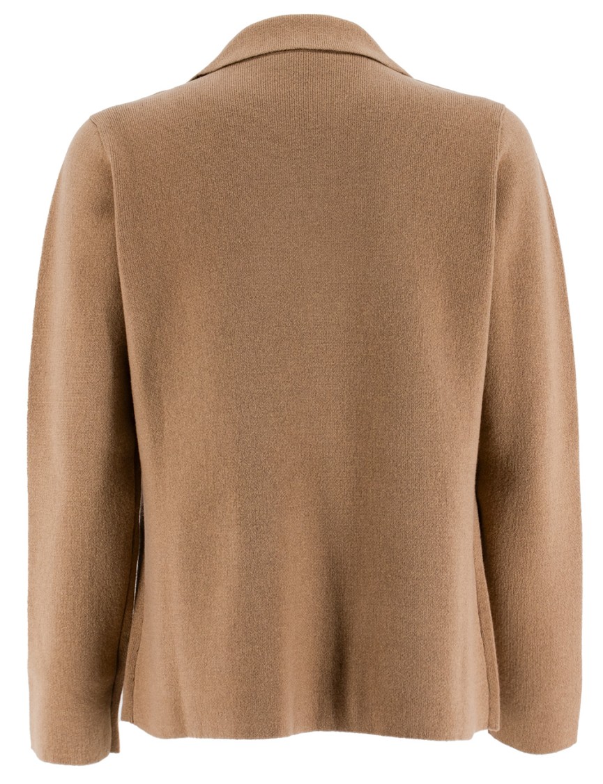 Shop Le Tricot Perugia Camel Knitted Jacket In Brown