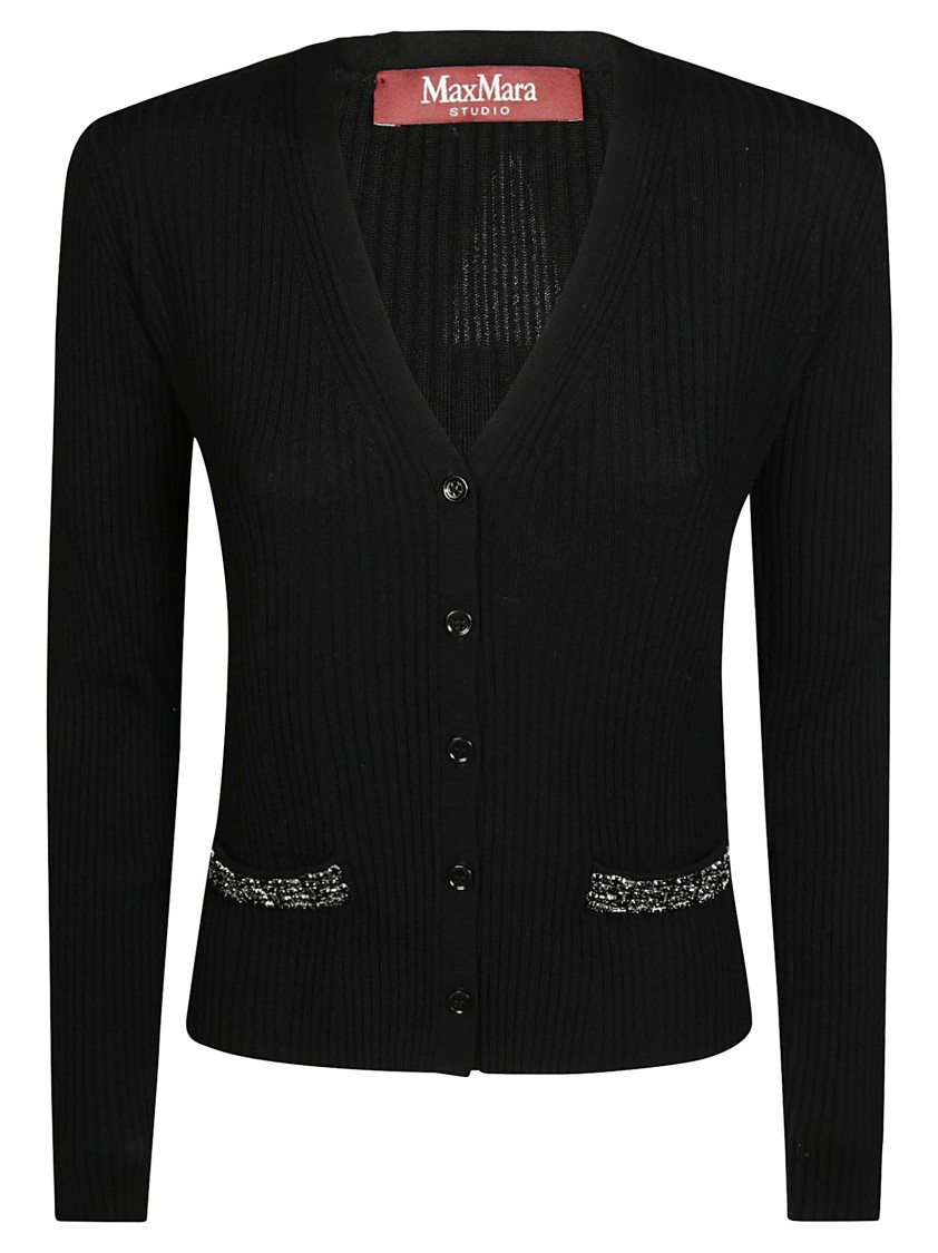 Max Mara Brandy Jewel Cardigan In Black
