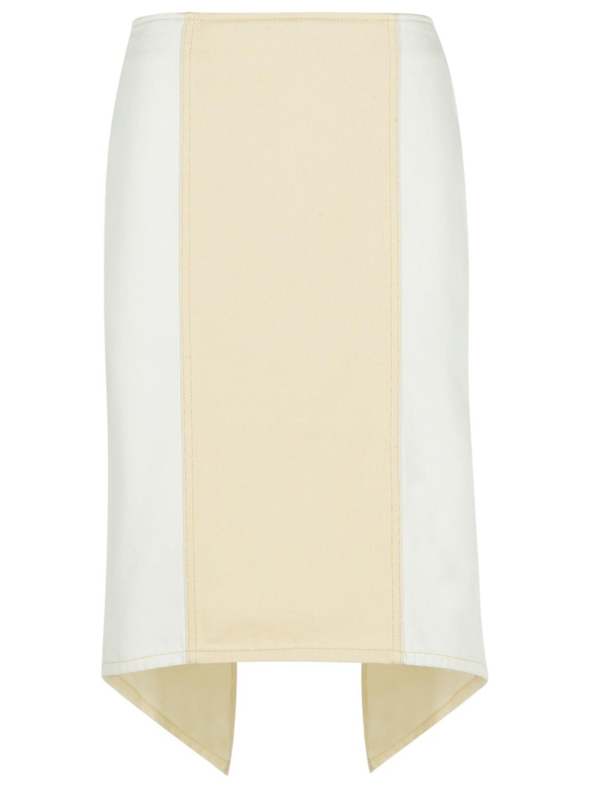 Jw Anderson Cotton Skirt With Layered Asymmetric Hem In White