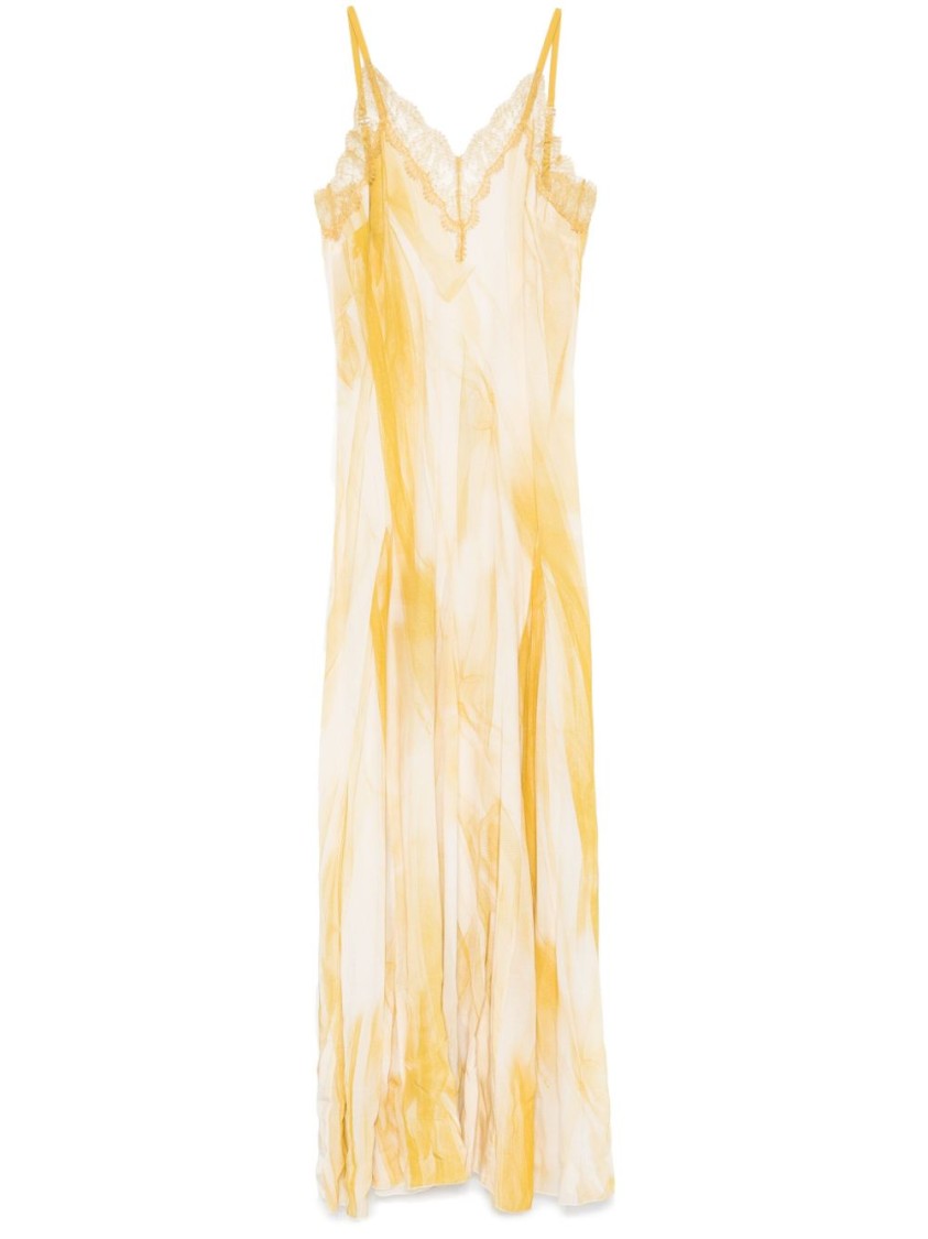 Shop Elisabetta Franchi Flowing Maxi Dress With Lace Detailing