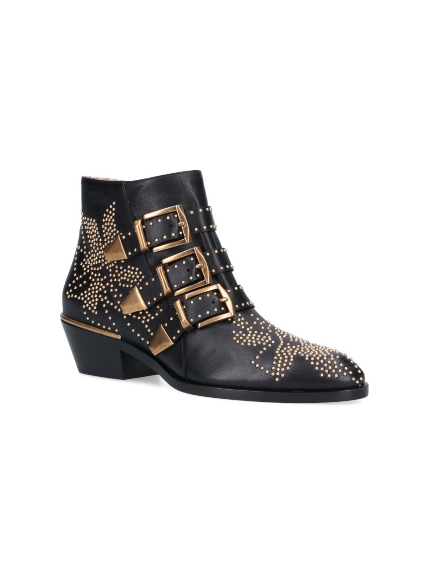 Chloé Susanna 45mm Studded Ankle Boots In Black