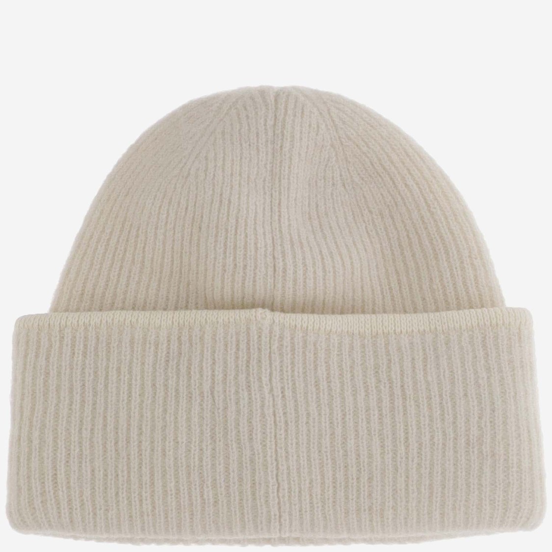 Jacquemus Ribbed Wool Blend Beanie With Logo Patch In White