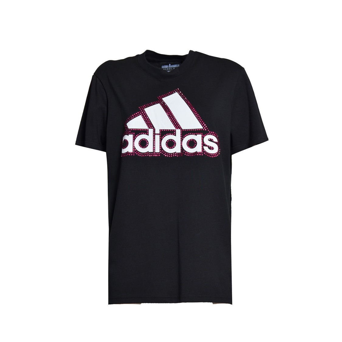 Caban Romantic X Adidas Black Cotton T-shirt Swarovski Applications