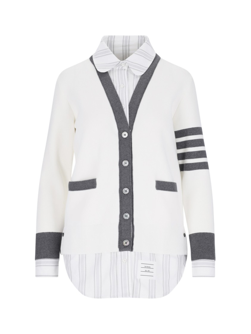 Thom Browne Shirt Detailed "cardigan" – White