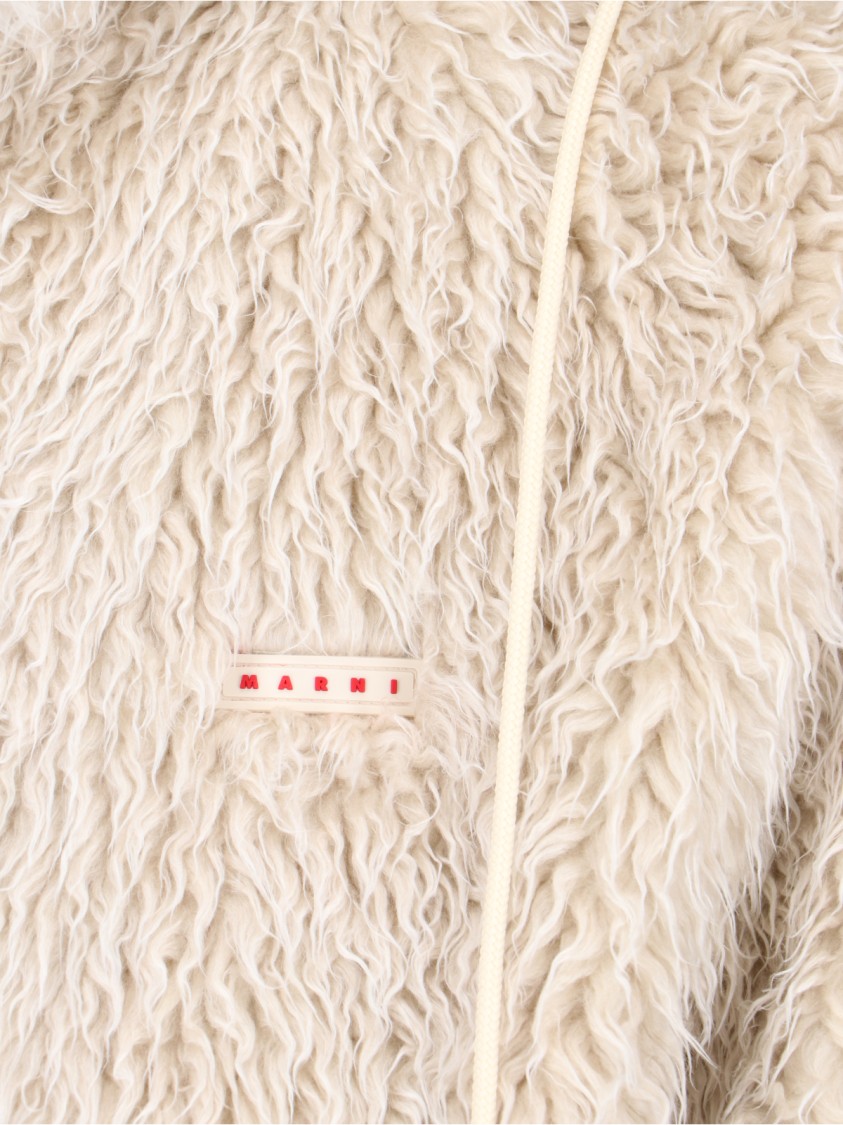 Marni Giacca In Ecopelliccia Con Cappuccio Removibile In Neutrals