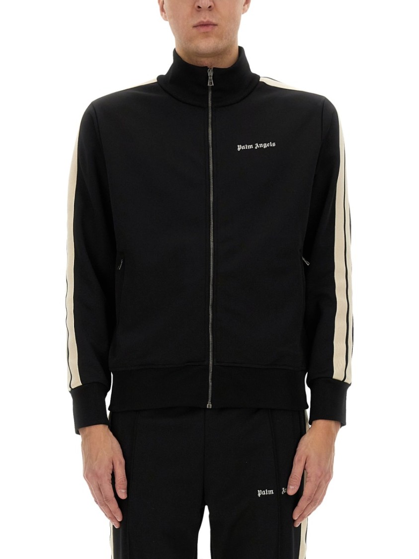 Palm Angels Track Jacket With High Collar In Black