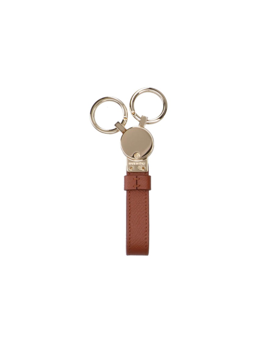 Ferragamo Gancini Keyring In Brown