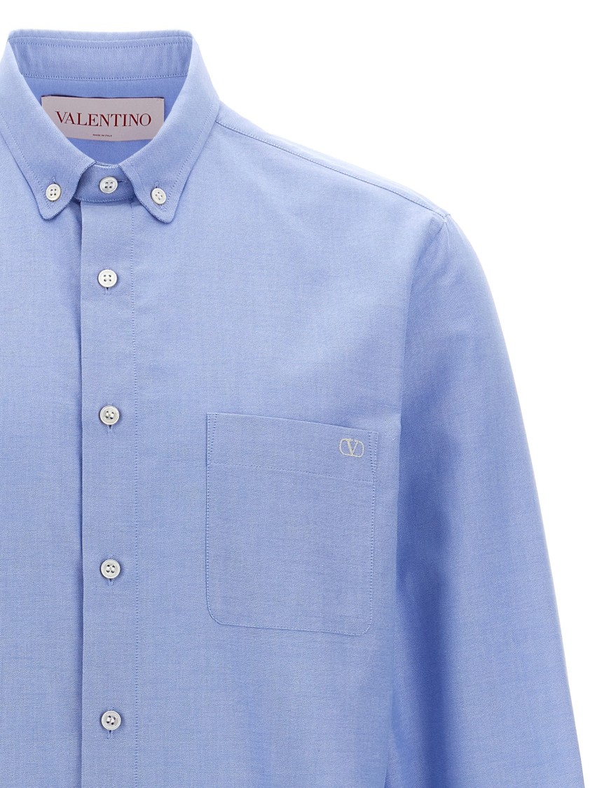 Valentino Camicia Maniche Lunghe Celeste In Blue