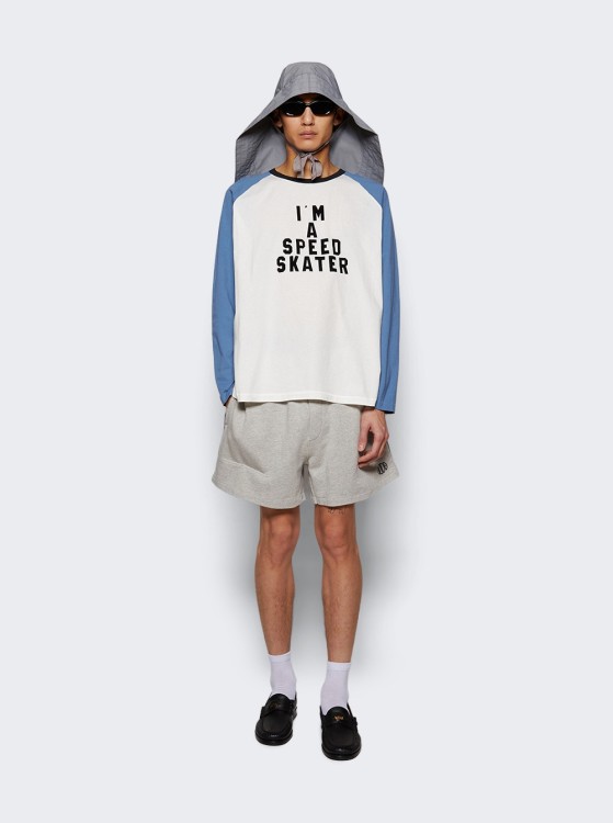 Bode Long Sleeve Skater Tee Blue And Cream | THE LIST