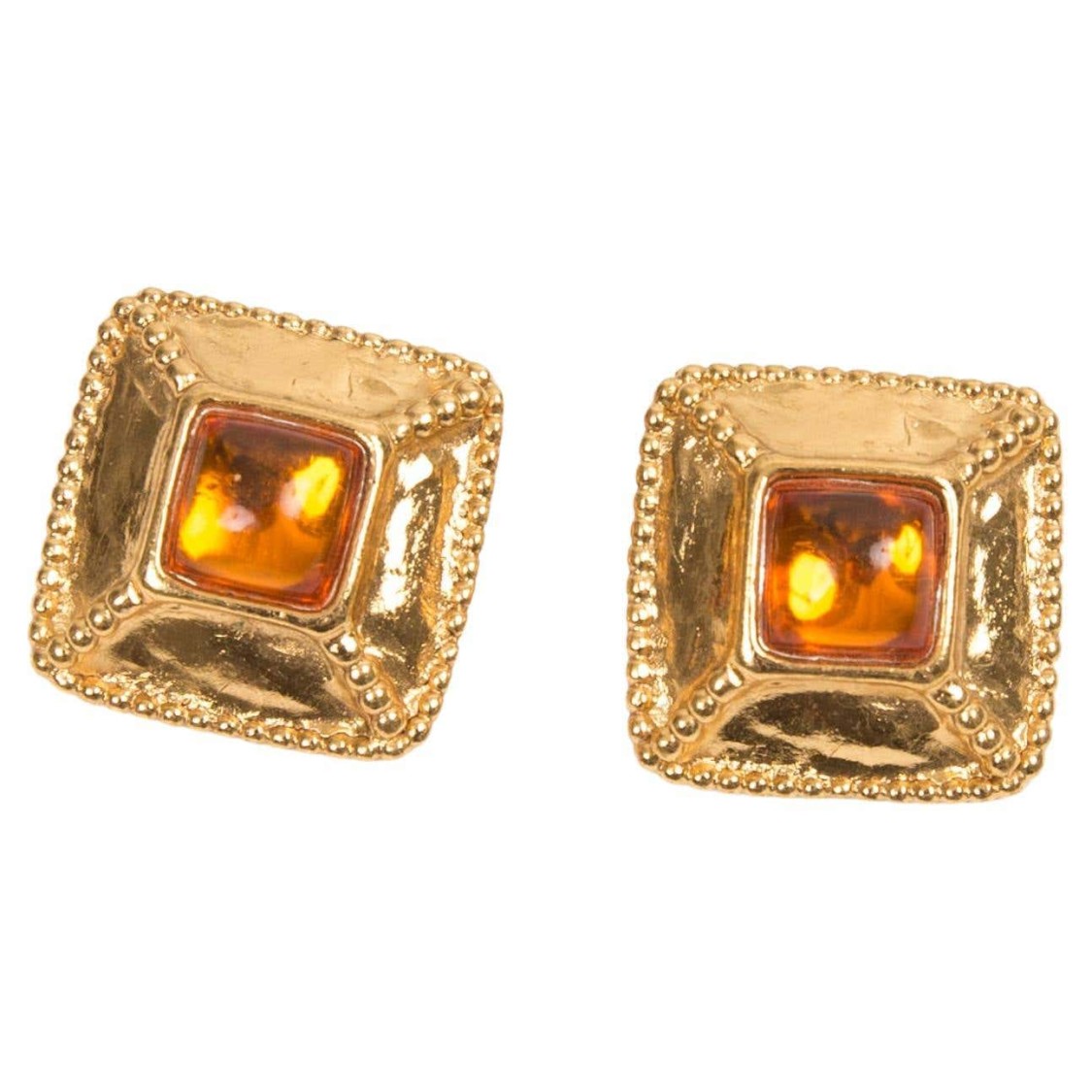 Saint Laurent Gold-tone Square Clip-on Earrings In Gold