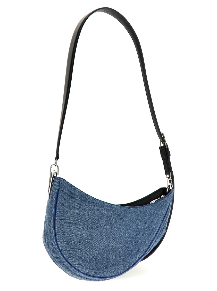 Mugler 'medium Denim Spiral Curve 01' Shoulder Bag In Blue