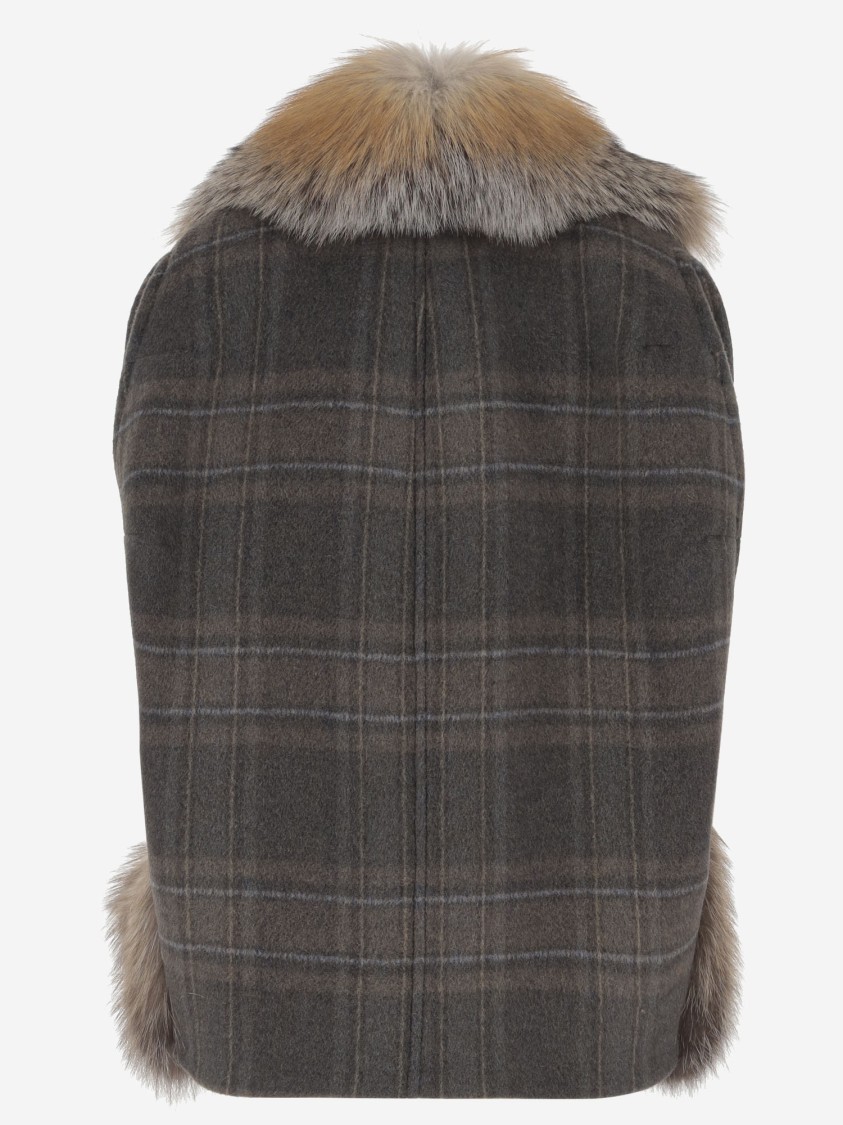 Blancha Alpaca And Wool Blend Vest With Fur In Gray