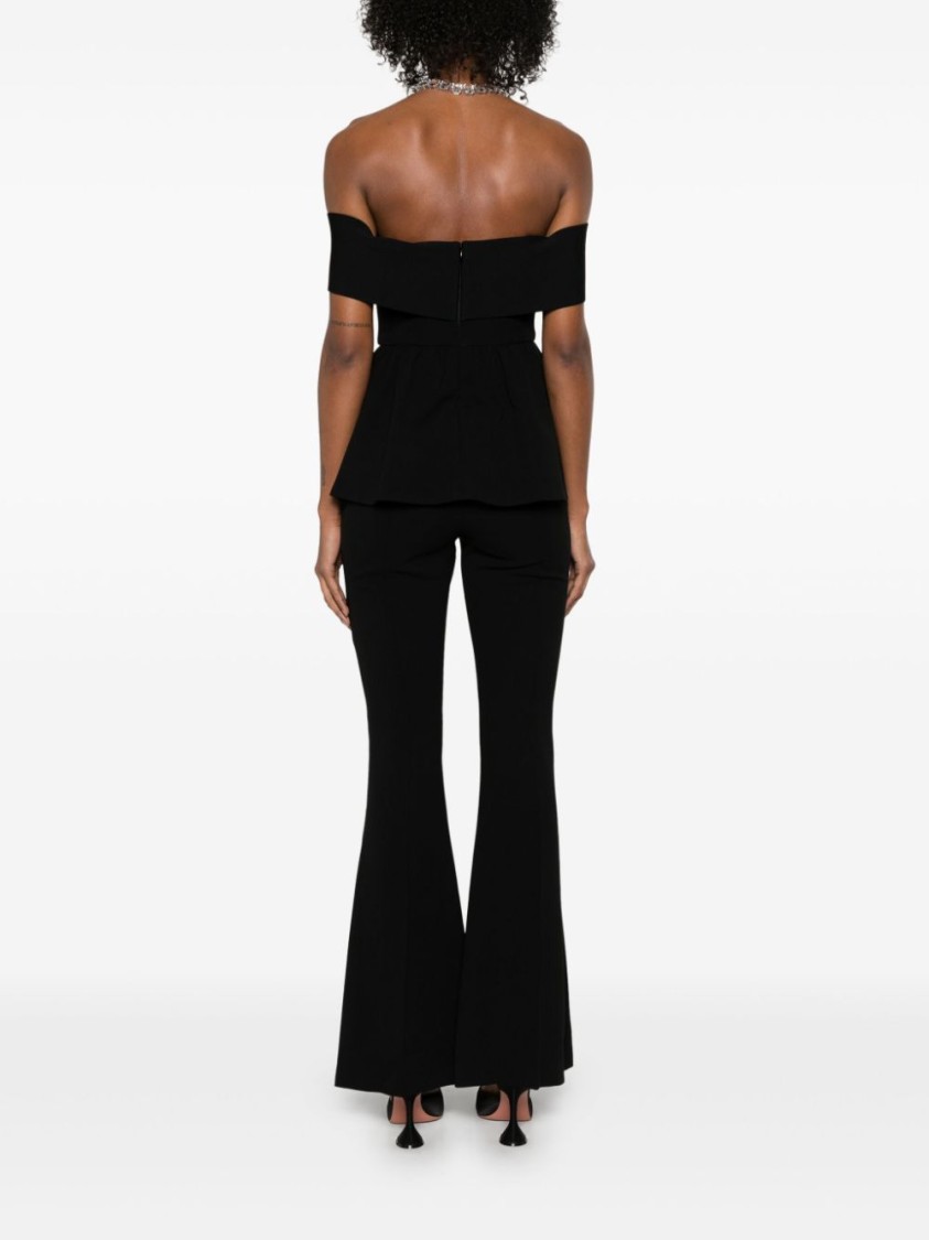Self-portrait Black High-waisted Flared Tailored Pants In Black