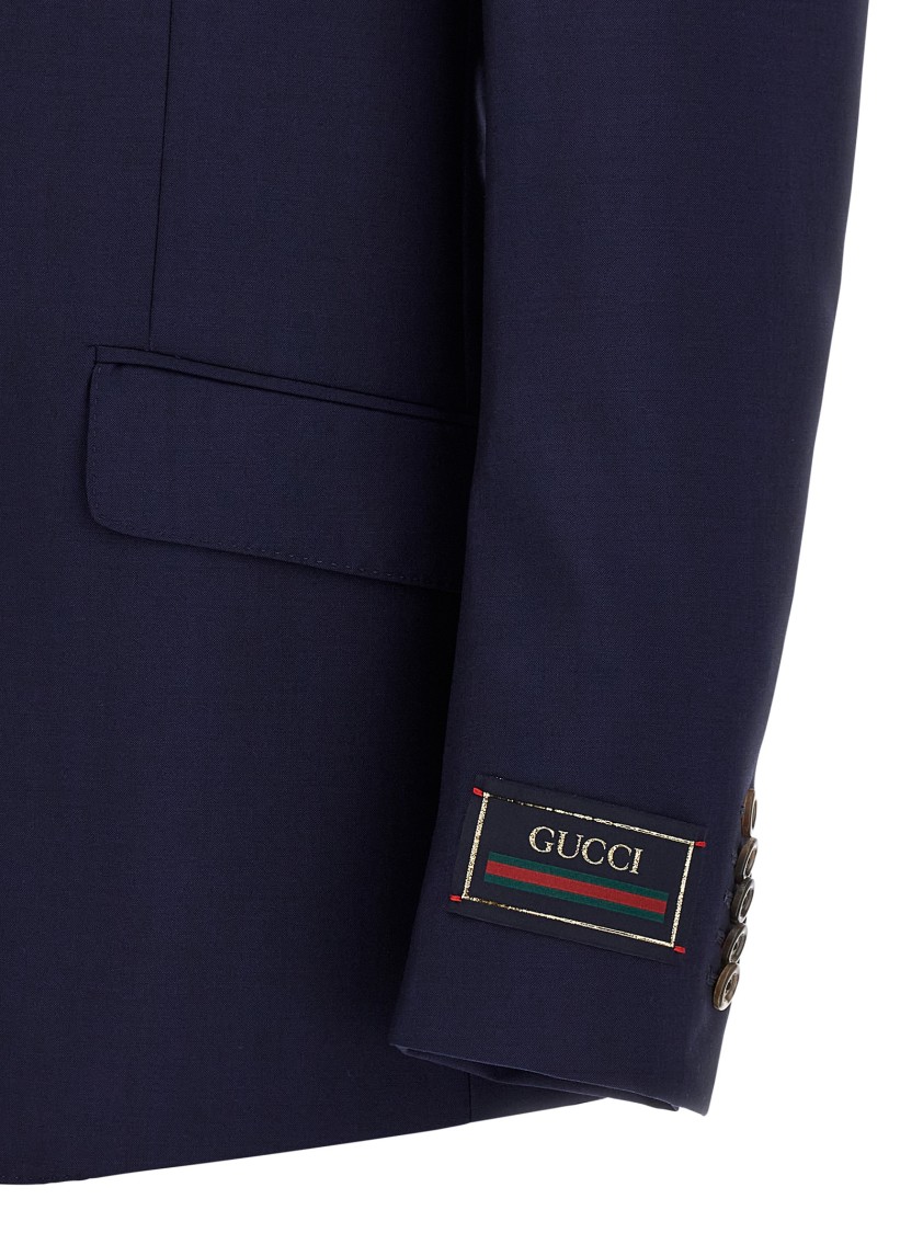 Gucci Tailored Blazer With Front Pockets And Notch Lapel In Blue