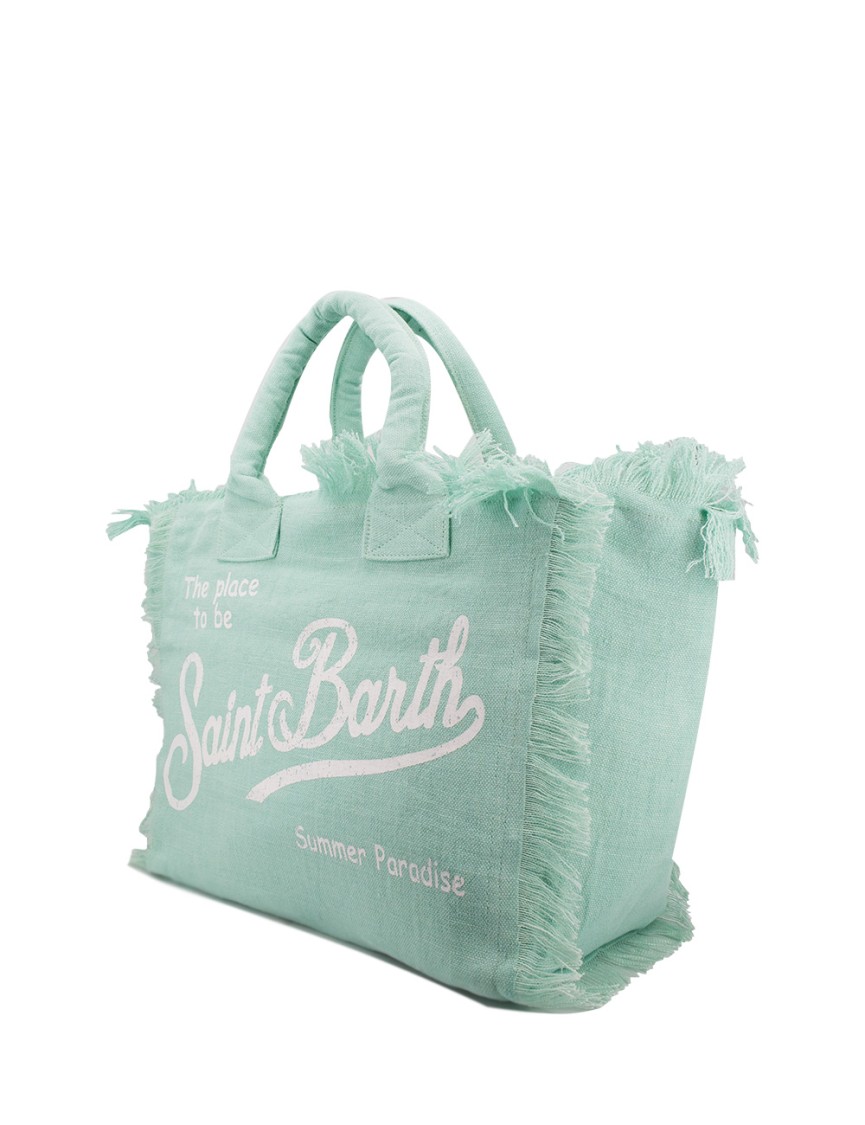 Mc2 Saint Barth Linen Bag With Printed Logo