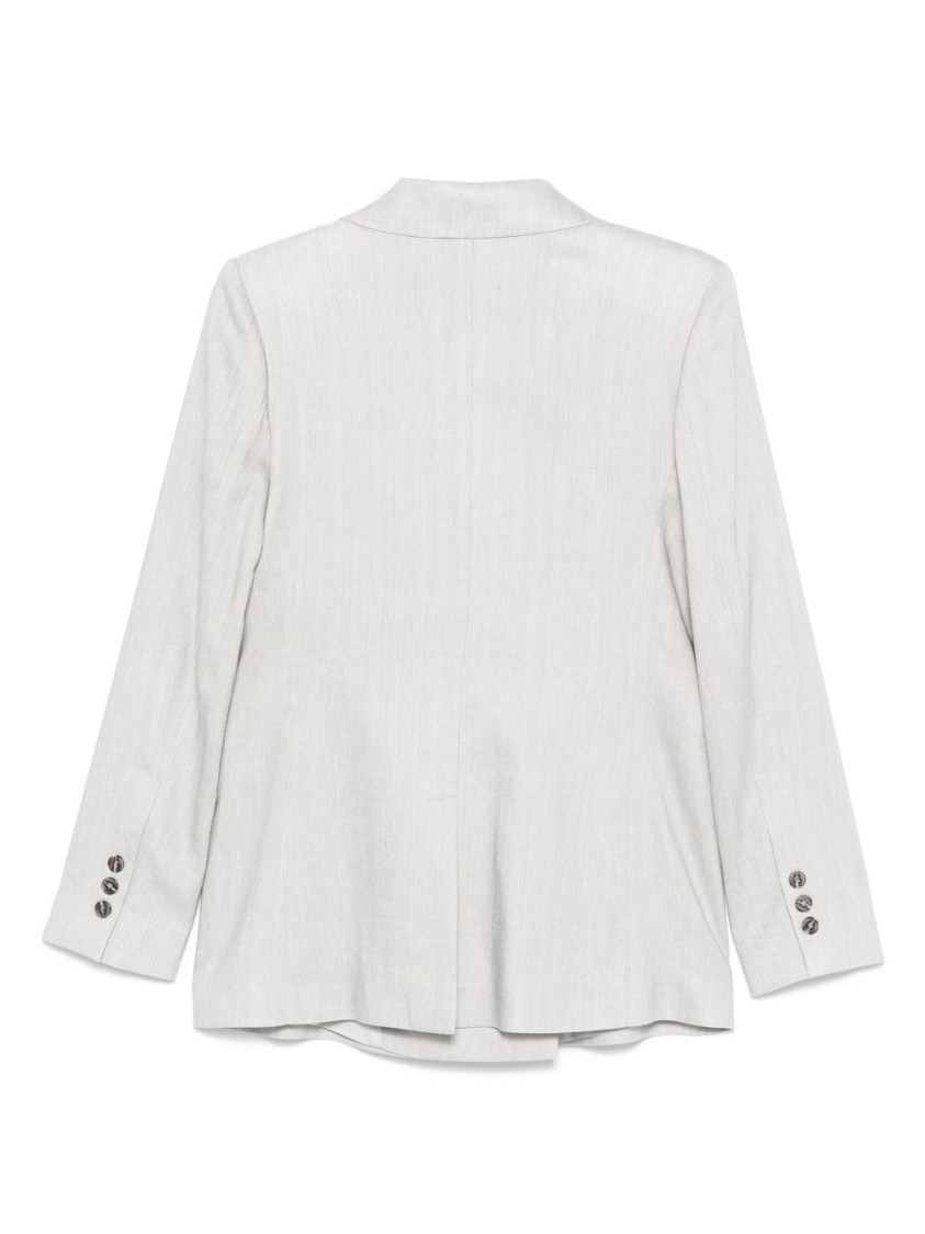 D Exterior Dexterior Double-breasted Textured Blazer With Classic Lapel In White