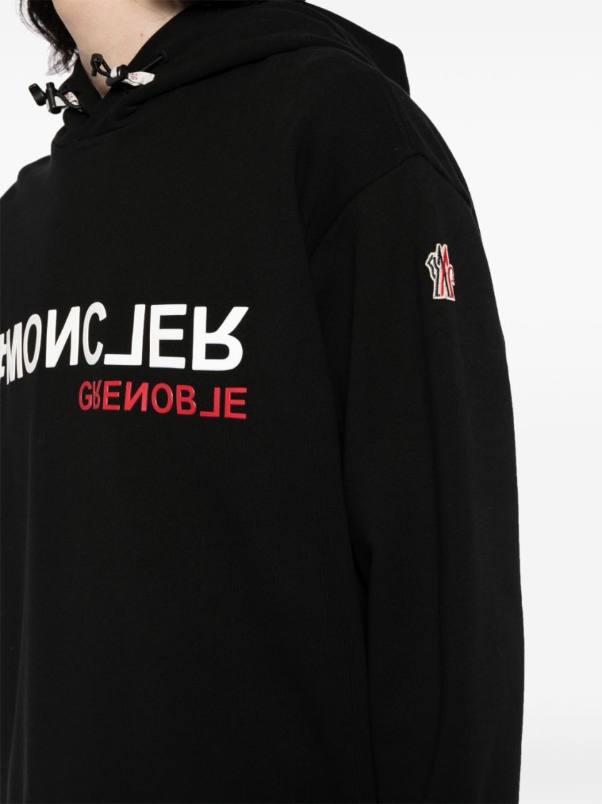 パーカー・フーディ Moncler Grenoble Graphic Print Black Hooded Sweatshirt Moncler Grenoble Graphic Print Black Hooded Sweatshirt