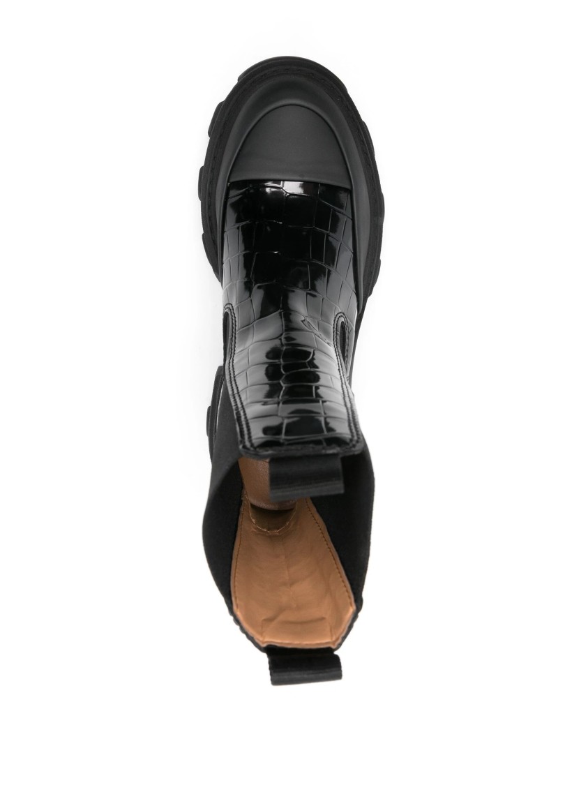 Ganni Mid Shaft Biker Boots In Black