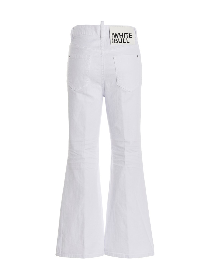 Dsquared2 'wide Leg Cropped' Jeans In White