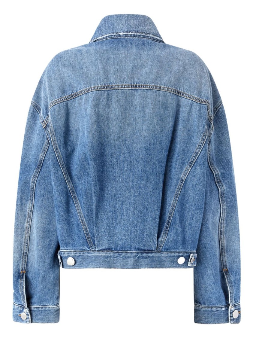Pinko Denim Jacket Distressed Flap Pockets