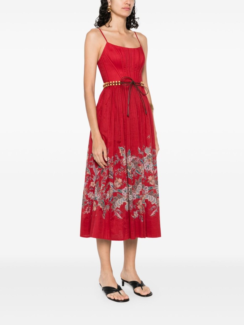 Zimmermann Rhiannon Printed Midi Dress In Red