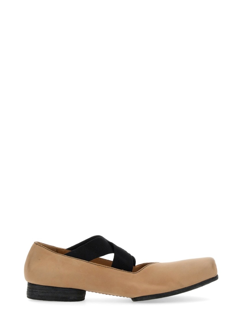 Uma Wang Leather Ballerina In Neutrals