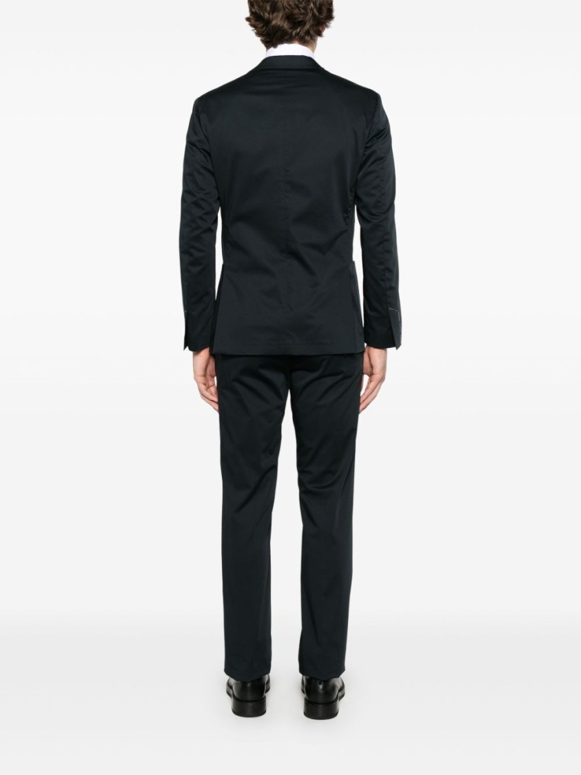 Lardini Tailored Blue Suit With Single-breasted Jacket And Flat-front Trousers