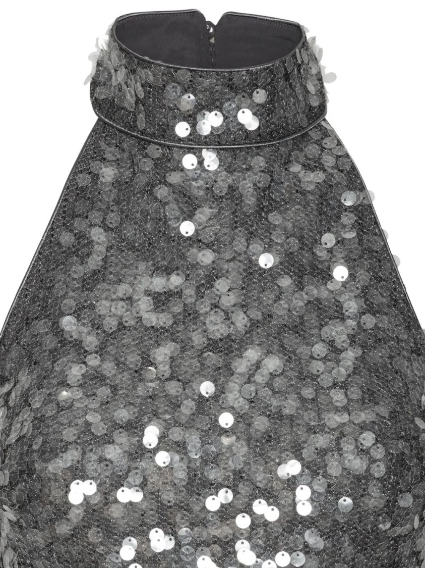 Rotate Birger Christensen Rotate Halter Neck Top With Sequin Embellishments In Gray