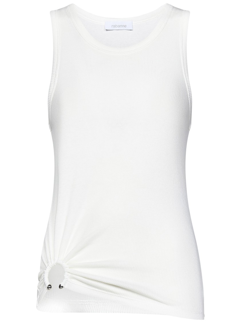 Rabanne Ring-detail Cotton-blend Jersey Tank Top In White