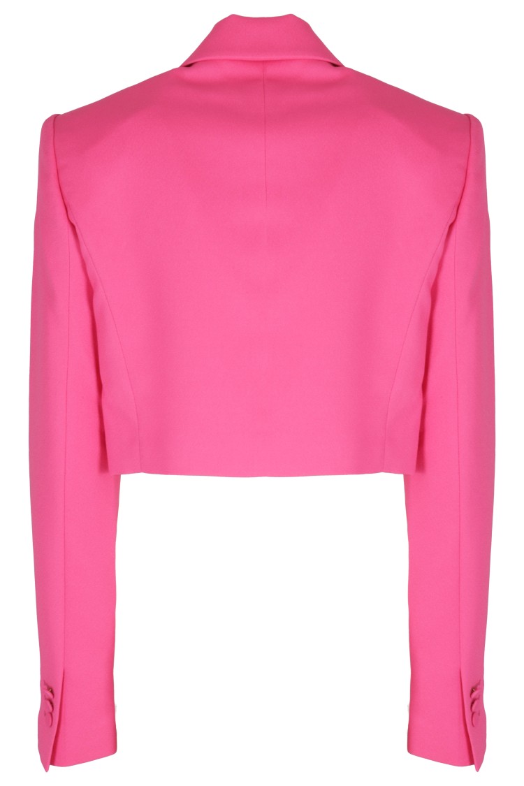 THE ANDAMANE THE ANDAMANE CROPPED FUCHSIA BLAZER WITH CLASSIC LAPEL