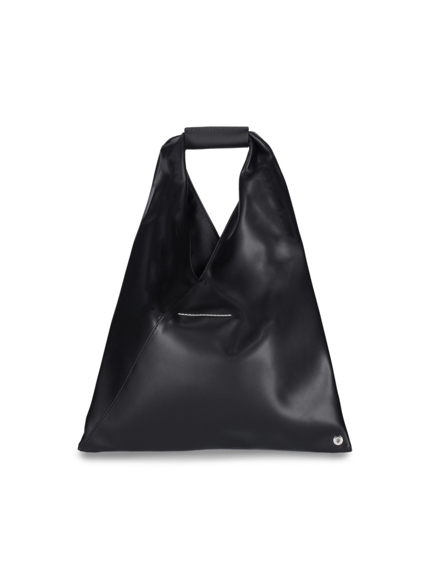 Mm6 Maison Margiela Mm6 By Maison Margiela Black Faux Leather Small "japanese" Tote Bag In Black