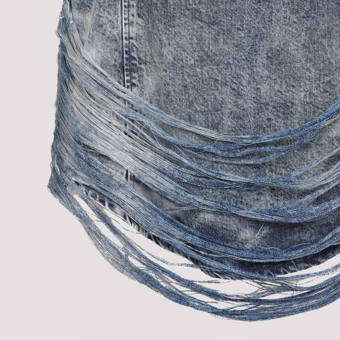 Shop Diesel Distressed Denim Texture Sleeveless Mini Dress In Blue