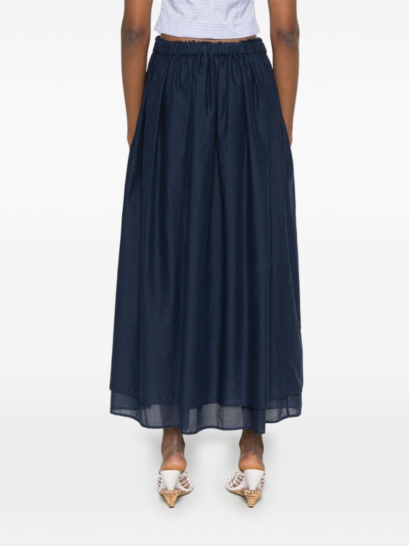 Jucca Navy Blue Cotton Midi Skirt In Blue