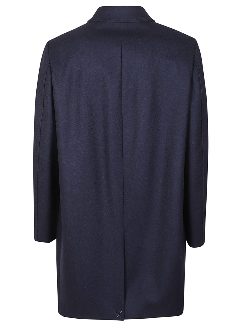 Fay Straight Cut Wool Coat With Classic Collar In Blue